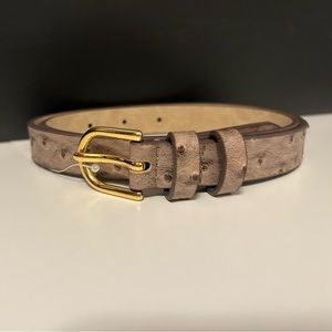 NWT Banana Republic Women's Ostrich Synthetic Leather Belt, XS, Gold Buckle